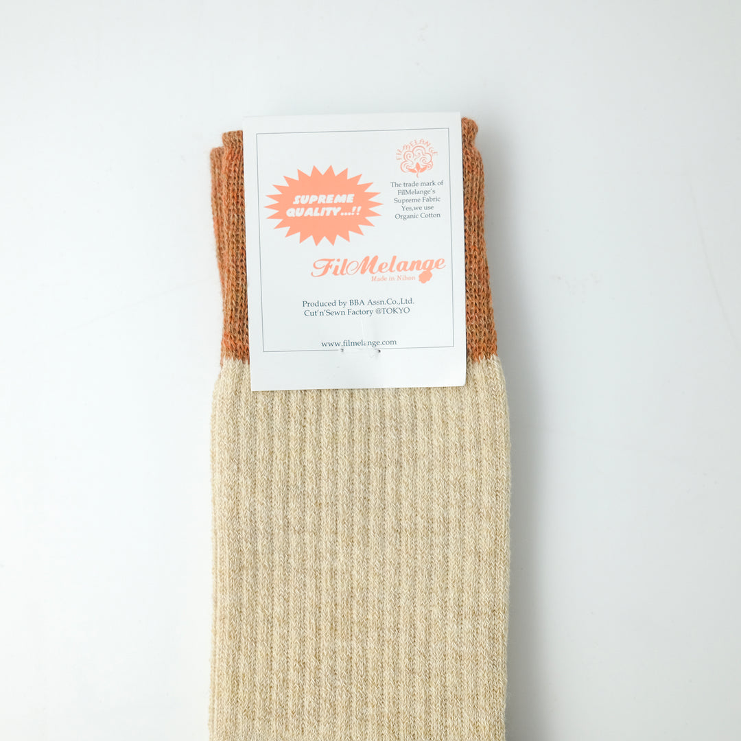 【MENS】RICHARD / リチャード COTTON WOOL SOCKS ECRU/ORANGE/PLUM