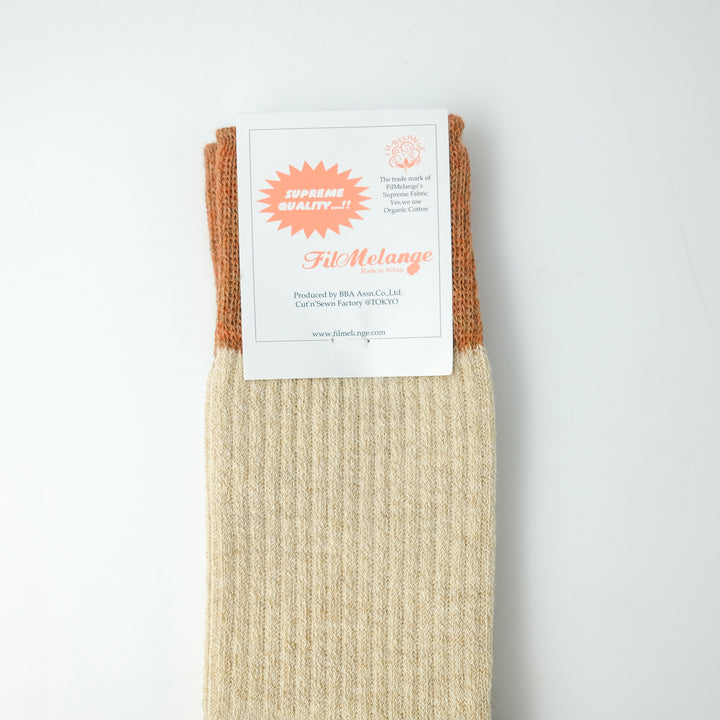 【MENS】RICHARD / リチャード COTTON WOOL SOCKS ECRU/ORANGE/PLUM
