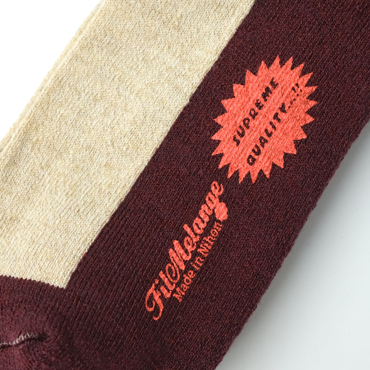 【MENS】RICHARD / リチャード COTTON WOOL SOCKS ECRU/ORANGE/PLUM