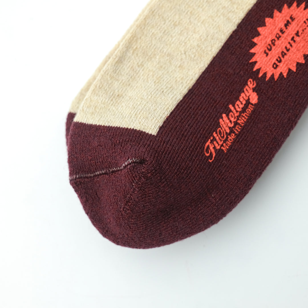 【MENS】RICHARD / リチャード COTTON WOOL SOCKS ECRU/ORANGE/PLUM