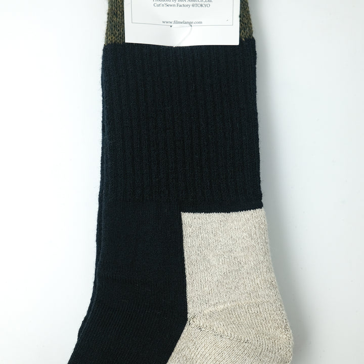【WOMENS】RICHARD / リチャード COTTON WOOL SOCKS D.NAVY/KHAKI/ECRU