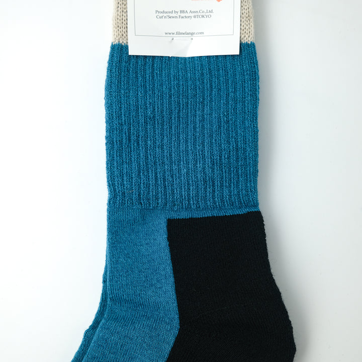 【WOMENS】RICHARD / リチャード COTTON WOOL SOCKS T.BLUE/ECRU/D.NAVY