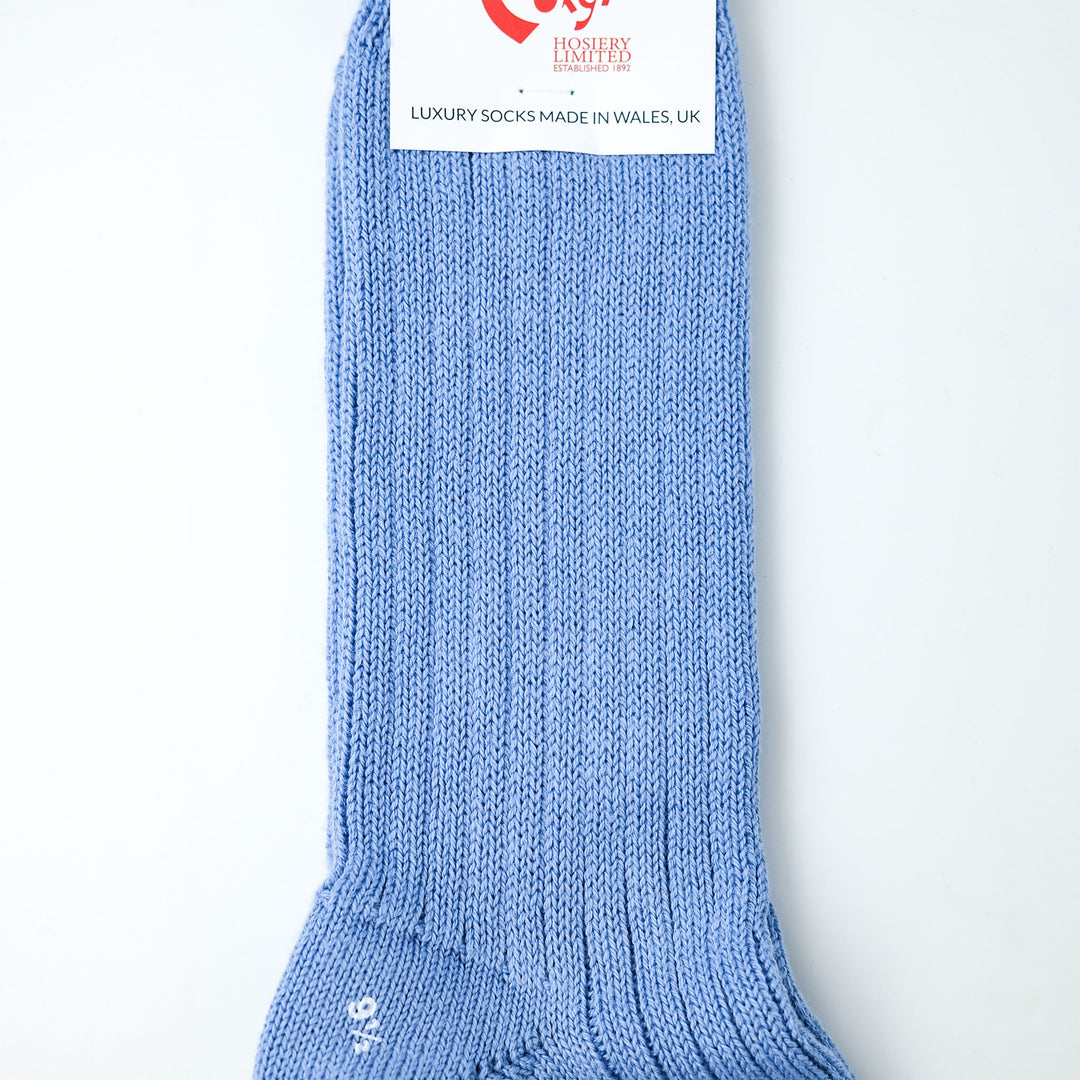 【WOMENS】SOFT COTTON 3×1 RIB SOCKS LT.BLUE