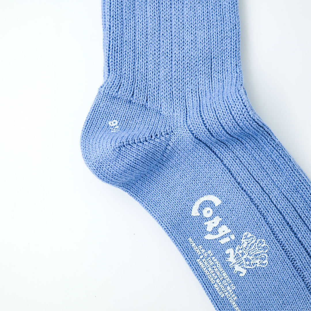 【WOMENS】SOFT COTTON 3×1 RIB SOCKS LT.BLUE