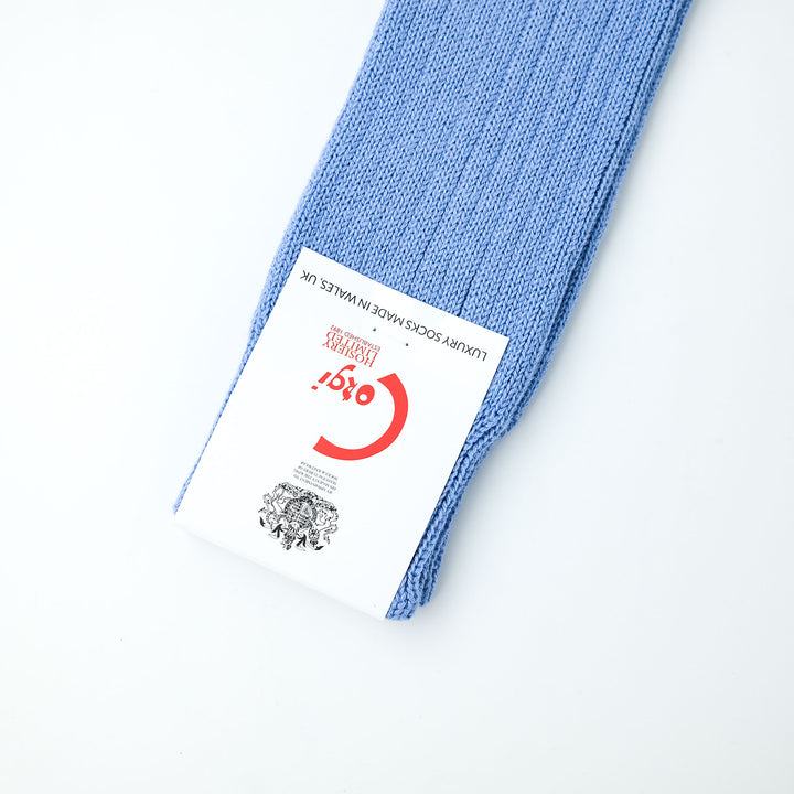 【WOMENS】SOFT COTTON 3×1 RIB SOCKS LT.BLUE