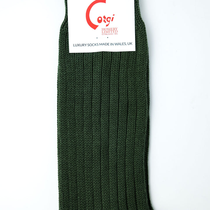 【WOMENS】SOFT COTTON 3×1 RIB SOCKS MOSS