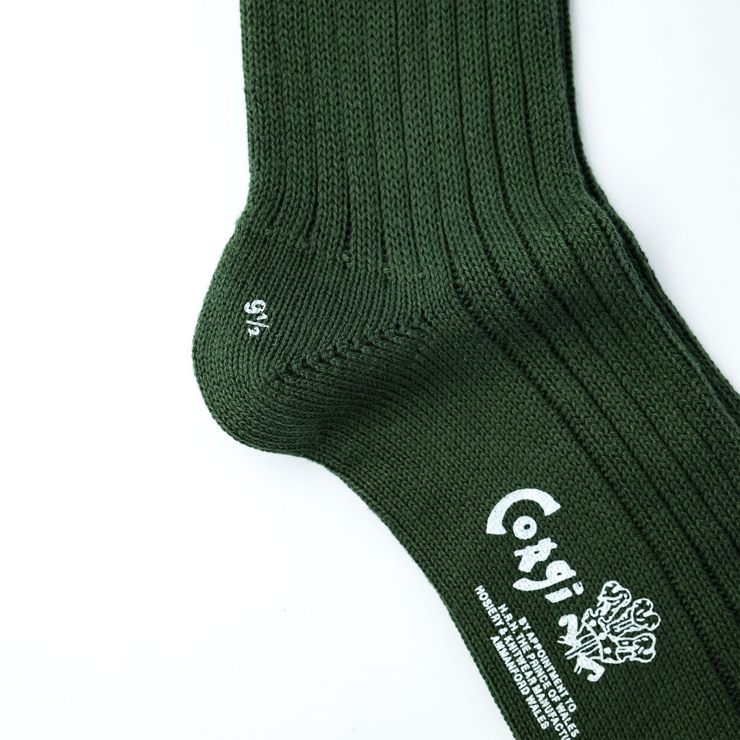 【WOMENS】SOFT COTTON 3×1 RIB SOCKS MOSS