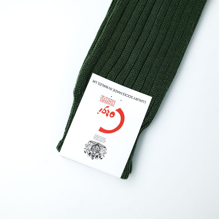 【WOMENS】SOFT COTTON 3×1 RIB SOCKS MOSS