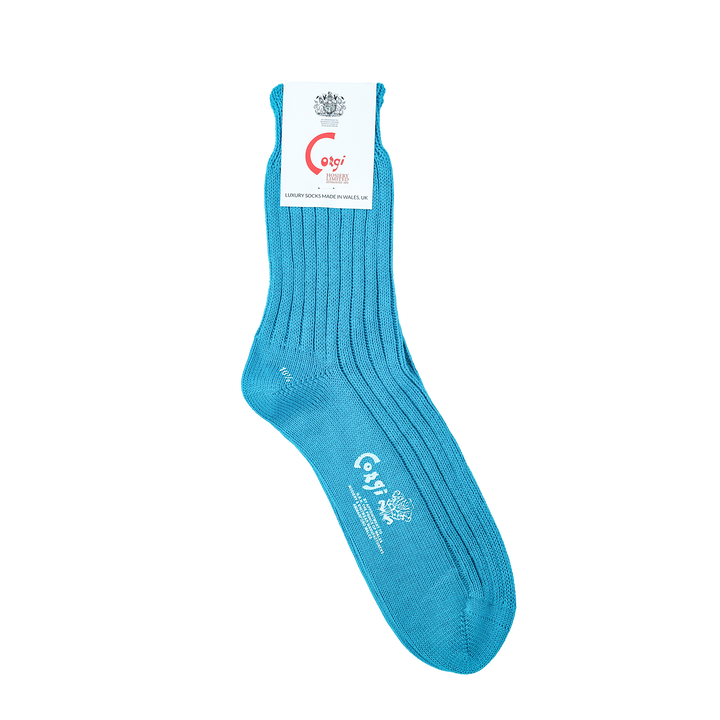 【MENS】SOFT COTTON 5×1 RIB SHORT SOCKS PEACOCK