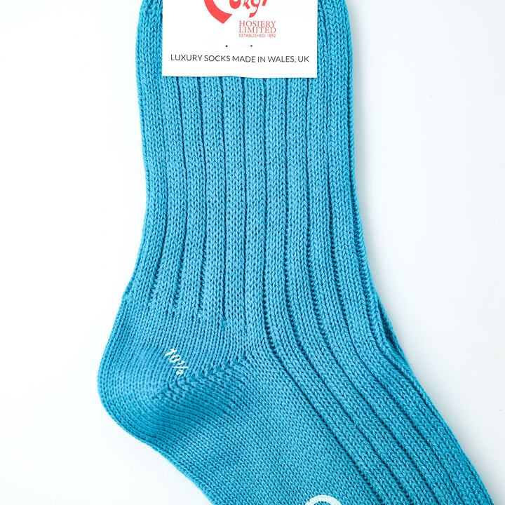 【MENS】SOFT COTTON 5×1 RIB SHORT SOCKS PEACOCK