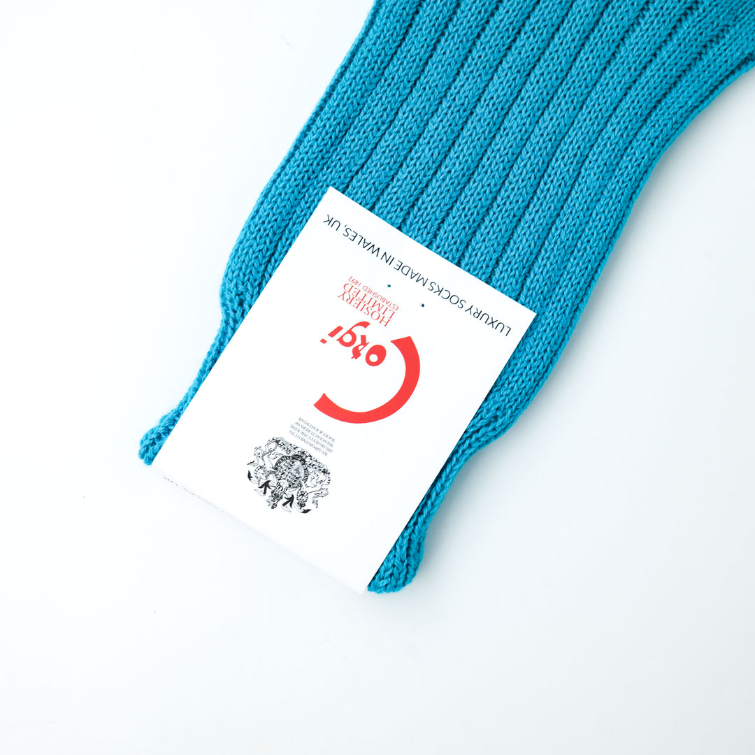 【MENS】SOFT COTTON 5×1 RIB SHORT SOCKS PEACOCK