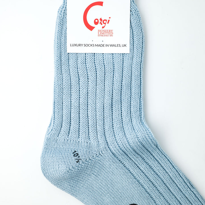 【MENS】SOFT COTTON 5×1 RIB SHORT SOCKS LT.BLUE