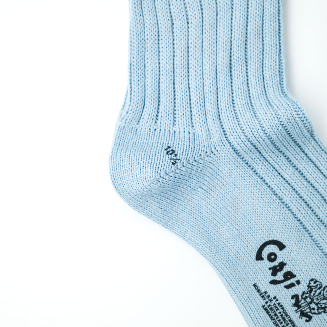 【MENS】SOFT COTTON 5×1 RIB SHORT SOCKS LT.BLUE