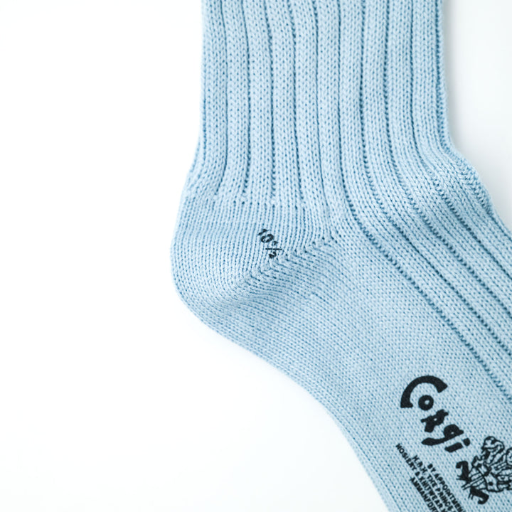 【MENS】SOFT COTTON 5×1 RIB SHORT SOCKS LT.BLUE