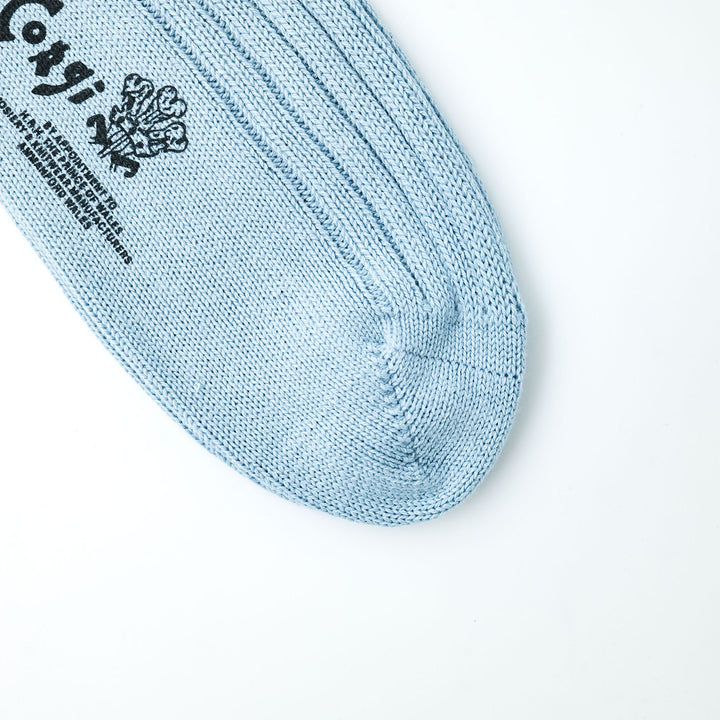 【MENS】SOFT COTTON 5×1 RIB SHORT SOCKS LT.BLUE