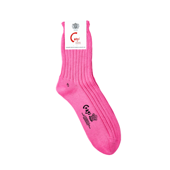 【MENS】SOFT COTTON 5×1 RIB SHORT SOCKS PINK