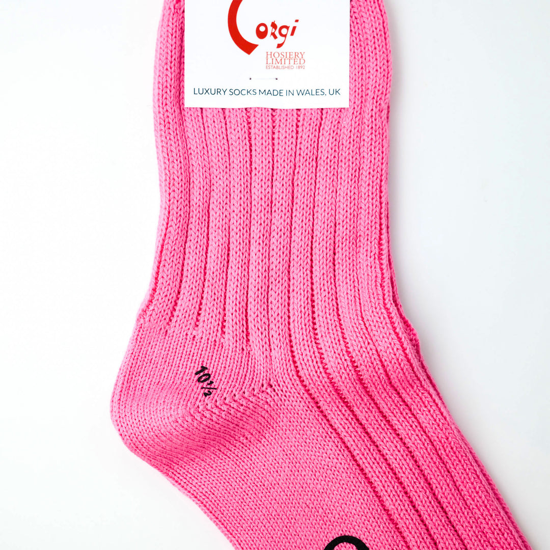 【MENS】SOFT COTTON 5×1 RIB SHORT SOCKS PINK