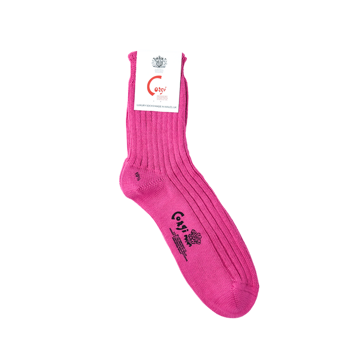 【MENS】SOFT COTTON 5×1 RIB SHORT SOCKS SHOCKING PINK