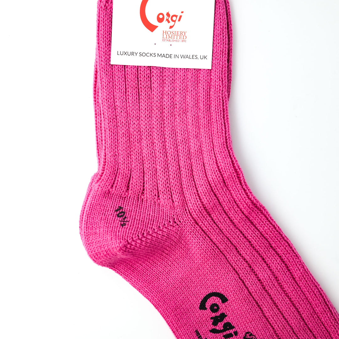【MENS】SOFT COTTON 5×1 RIB SHORT SOCKS SHOCKING PINK