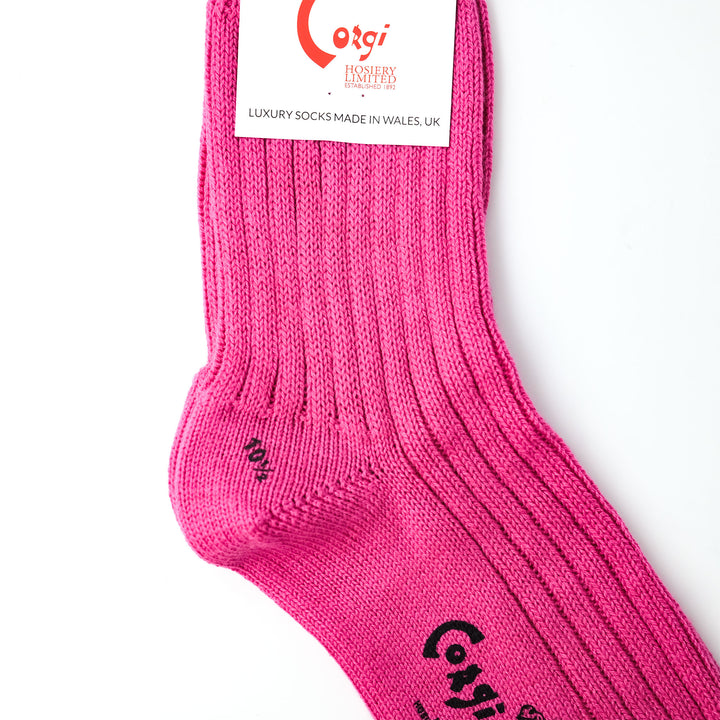 【MENS】SOFT COTTON 5×1 RIB SHORT SOCKS SHOCKING PINK