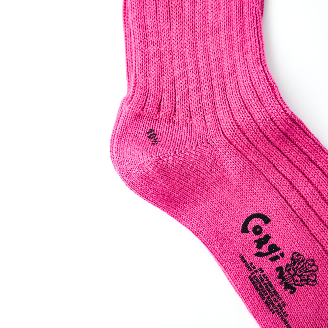 【MENS】SOFT COTTON 5×1 RIB SHORT SOCKS SHOCKING PINK