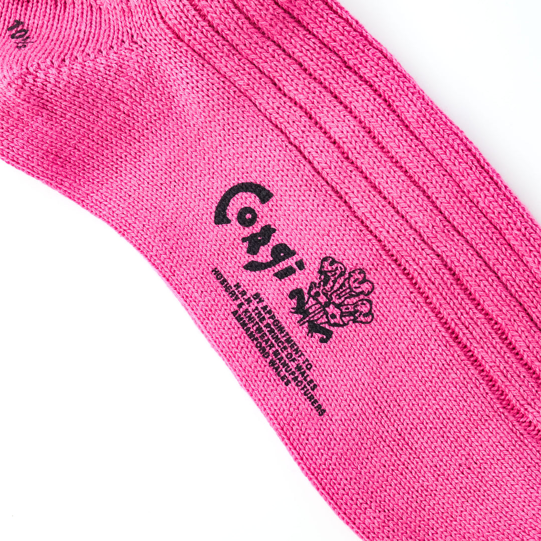 【MENS】SOFT COTTON 5×1 RIB SHORT SOCKS SHOCKING PINK