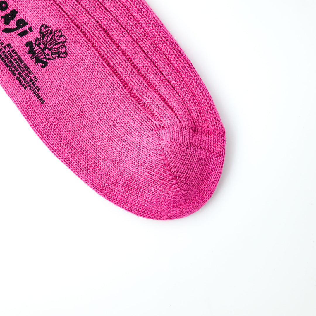 【MENS】SOFT COTTON 5×1 RIB SHORT SOCKS SHOCKING PINK
