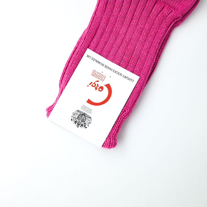 【MENS】SOFT COTTON 5×1 RIB SHORT SOCKS SHOCKING PINK