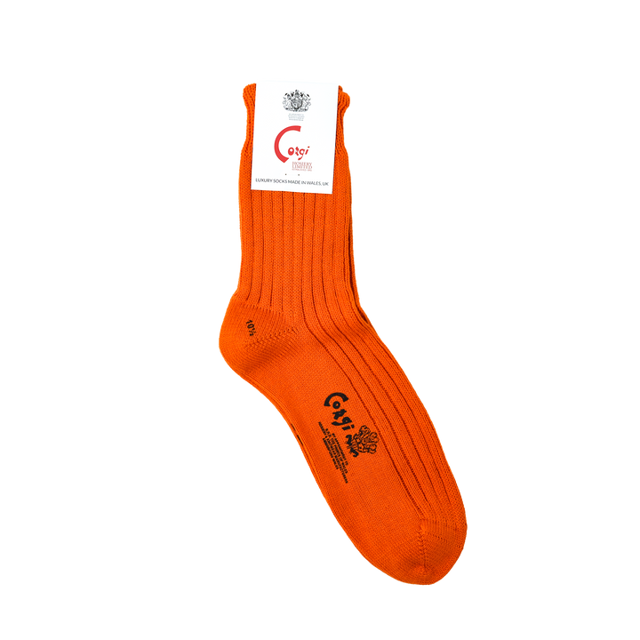【MENS】SOFT COTTON 5×1 RIB SHORT SOCKS ORANGE