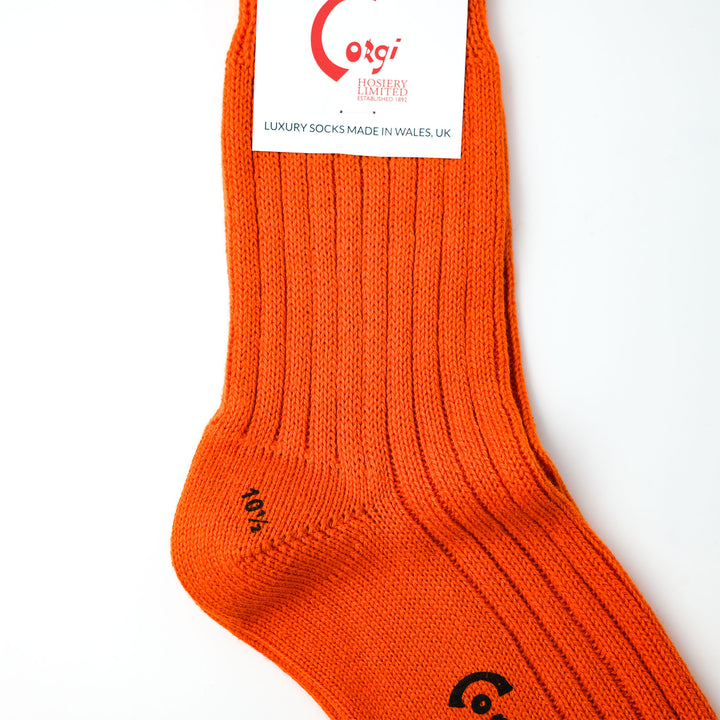 【MENS】SOFT COTTON 5×1 RIB SHORT SOCKS ORANGE