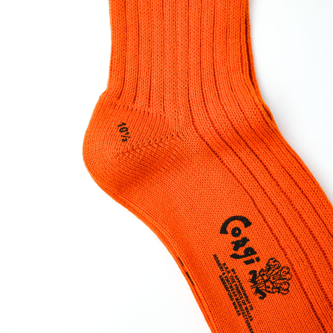 【MENS】SOFT COTTON 5×1 RIB SHORT SOCKS ORANGE