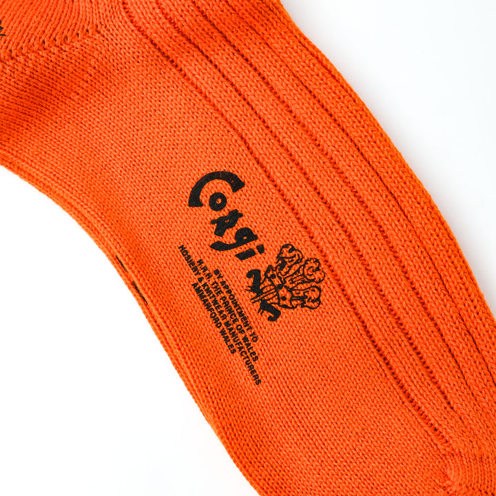 【MENS】SOFT COTTON 5×1 RIB SHORT SOCKS ORANGE