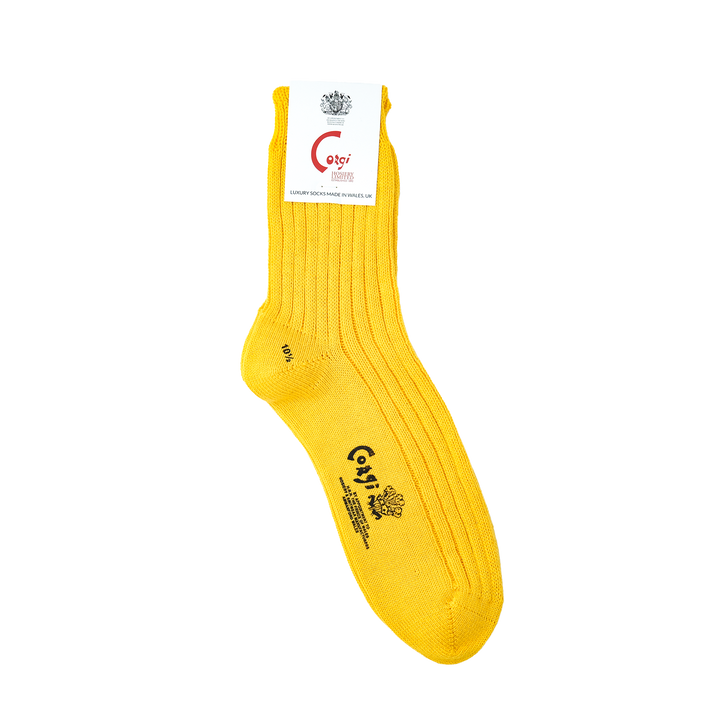 【MENS】SOFT COTTON 5×1 RIB SHORT SOCKS YELLOW
