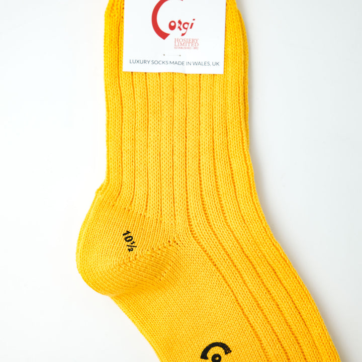 【MENS】SOFT COTTON 5×1 RIB SHORT SOCKS YELLOW