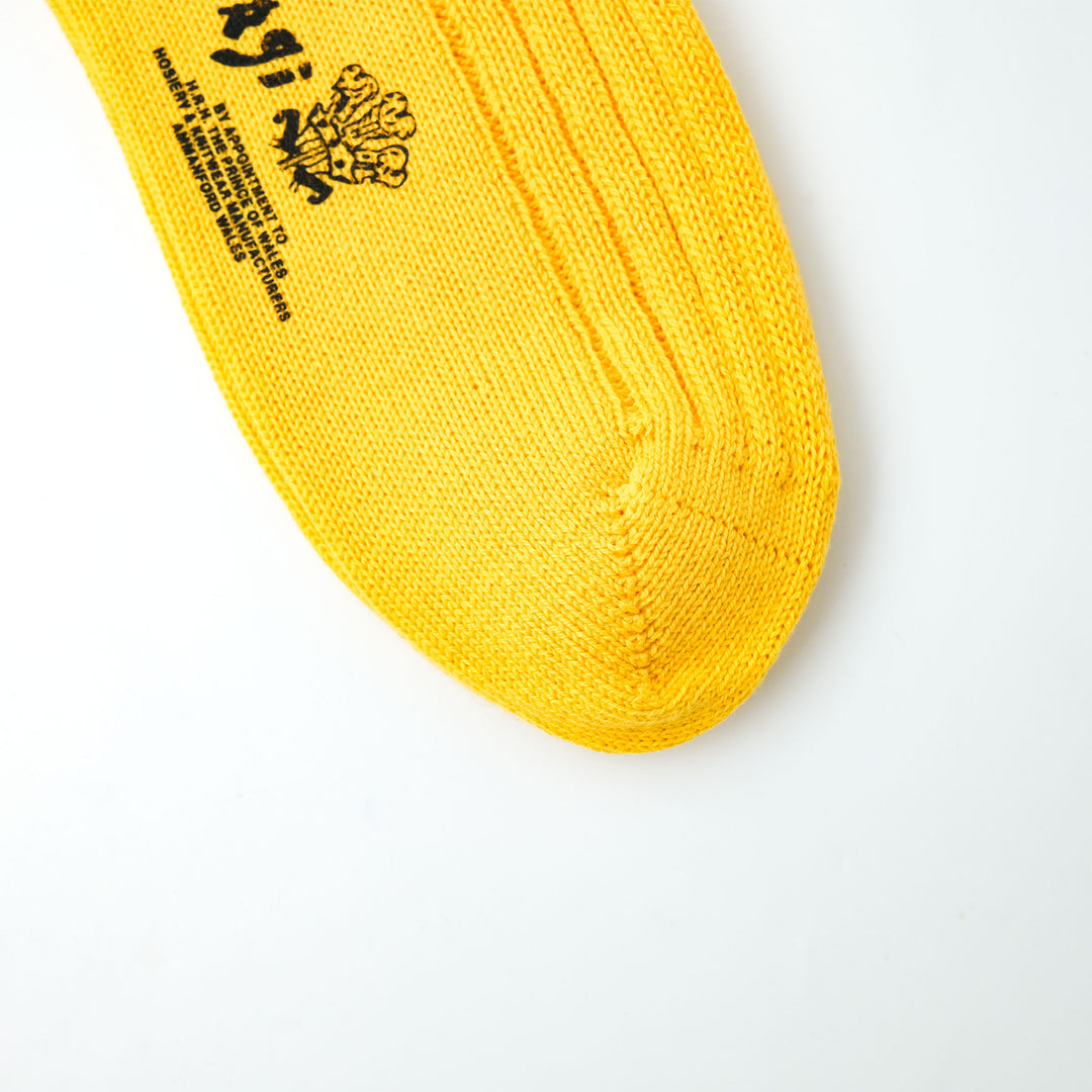 【MENS】SOFT COTTON 5×1 RIB SHORT SOCKS YELLOW