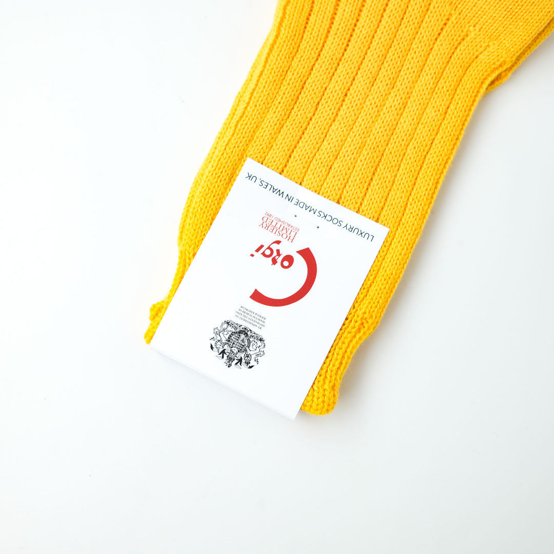 【MENS】SOFT COTTON 5×1 RIB SHORT SOCKS YELLOW