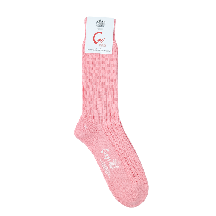【WOMENS】SOFT COTTON 3×1 RIB SOCKS CORAL PINK