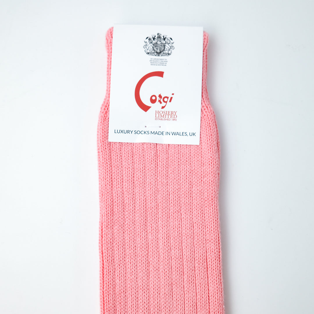 【WOMENS】SOFT COTTON 3×1 RIB SOCKS CORAL PINK