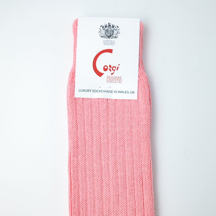 【WOMENS】SOFT COTTON 3×1 RIB SOCKS CORAL PINK