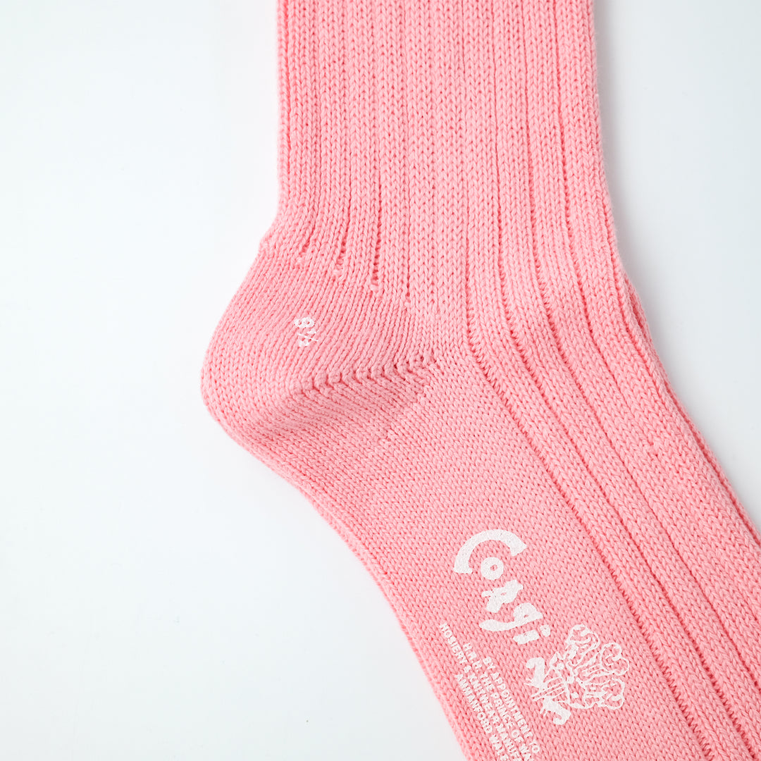 【WOMENS】SOFT COTTON 3×1 RIB SOCKS CORAL PINK