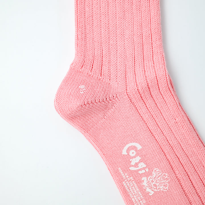 【WOMENS】SOFT COTTON 3×1 RIB SOCKS CORAL PINK