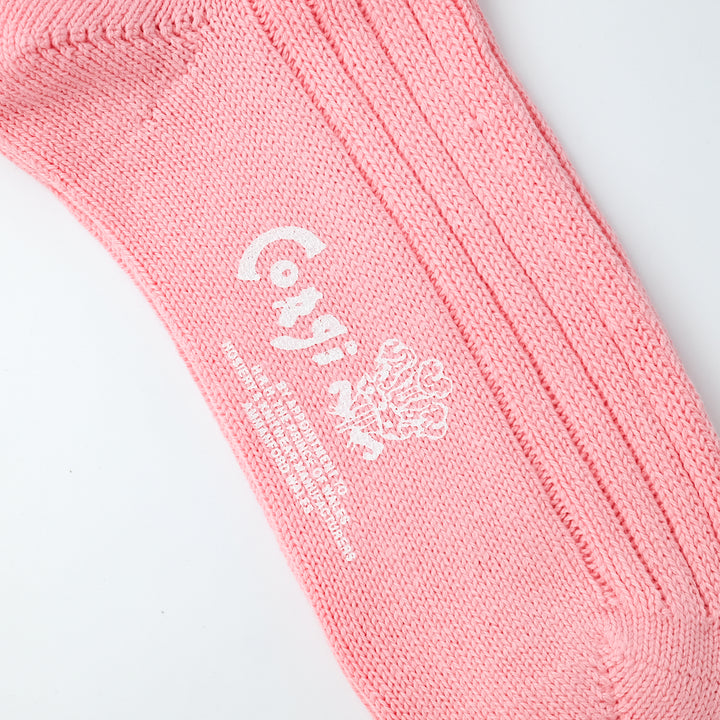 【WOMENS】SOFT COTTON 3×1 RIB SOCKS CORAL PINK