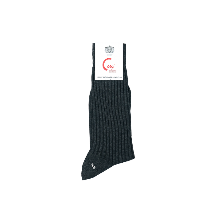 【MENS】FINE GAUGE RIB SOCKS CHARCOAL