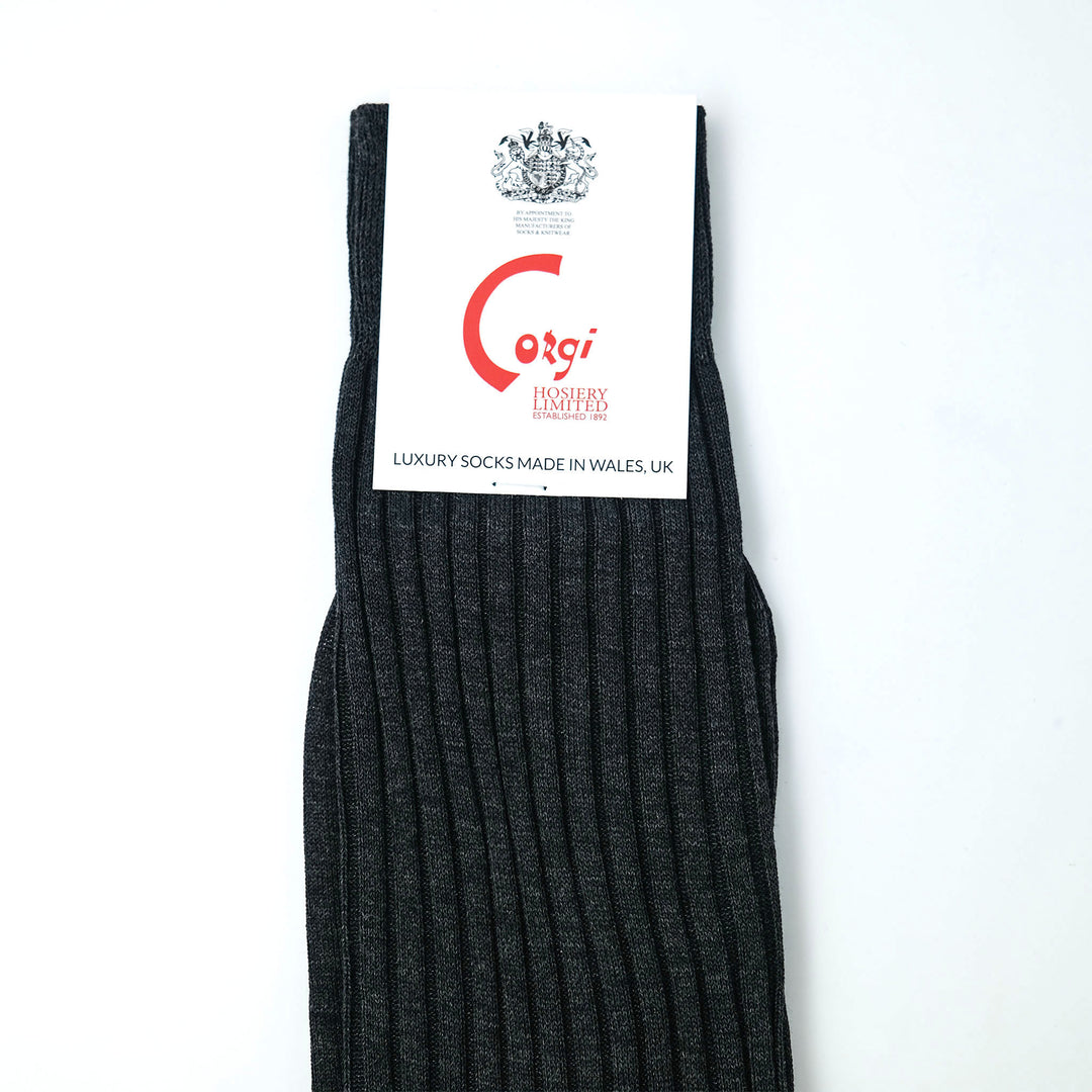 【MENS】FINE GAUGE RIB SOCKS CHARCOAL