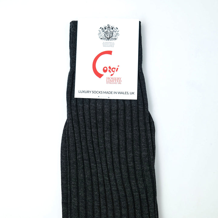 【MENS】FINE GAUGE RIB SOCKS CHARCOAL