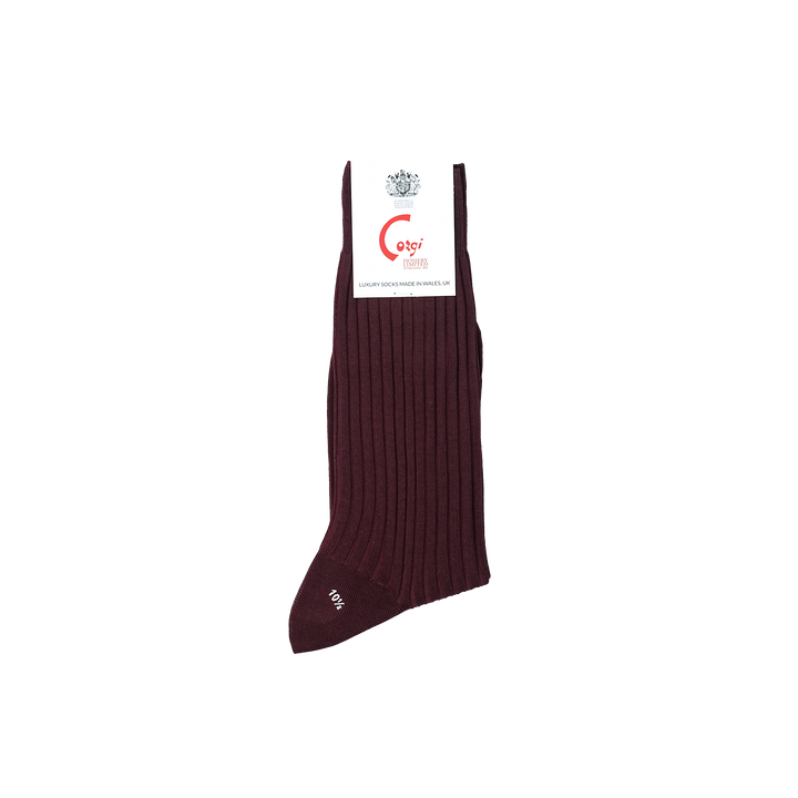 【MENS】FINE GAUGE RIB SOCKS BURGANDY