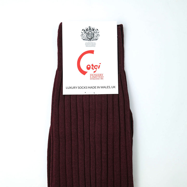 【MENS】FINE GAUGE RIB SOCKS BURGANDY