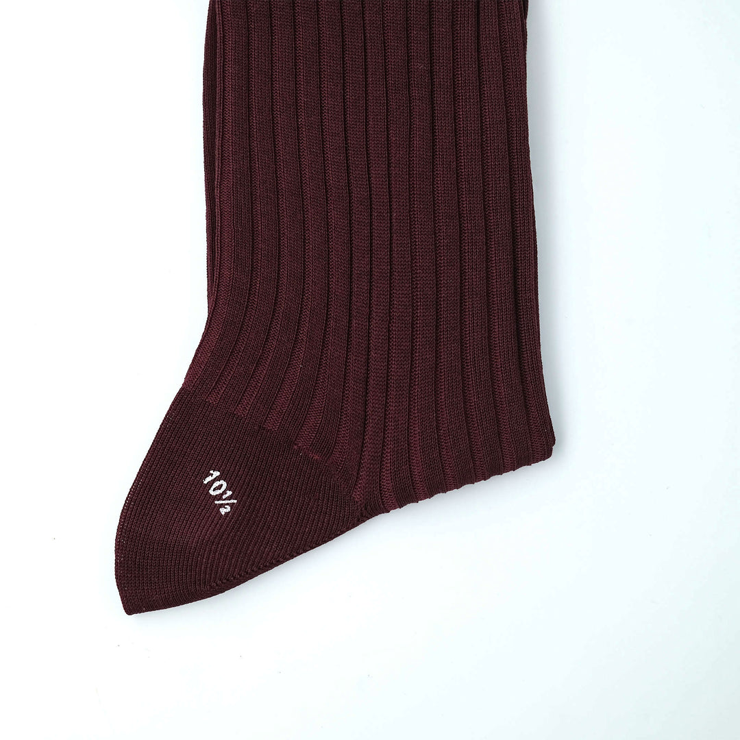 【MENS】FINE GAUGE RIB SOCKS BURGANDY
