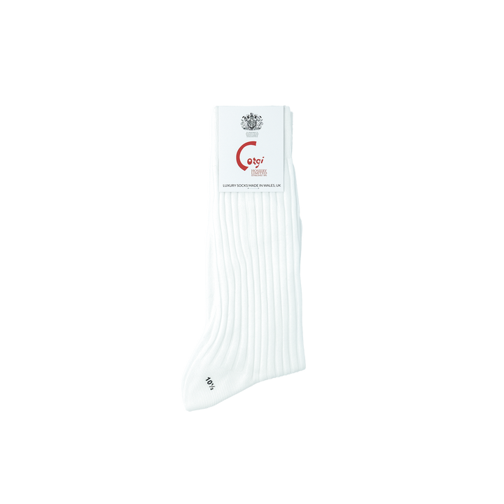 【MENS】FINE GAUGE RIB SOCKS WHITE