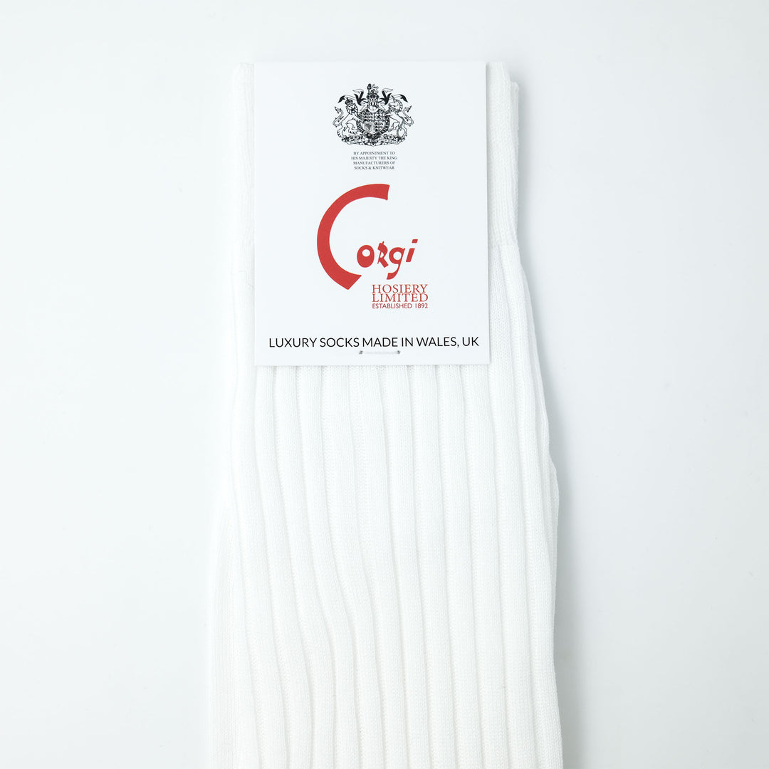 【MENS】FINE GAUGE RIB SOCKS WHITE
